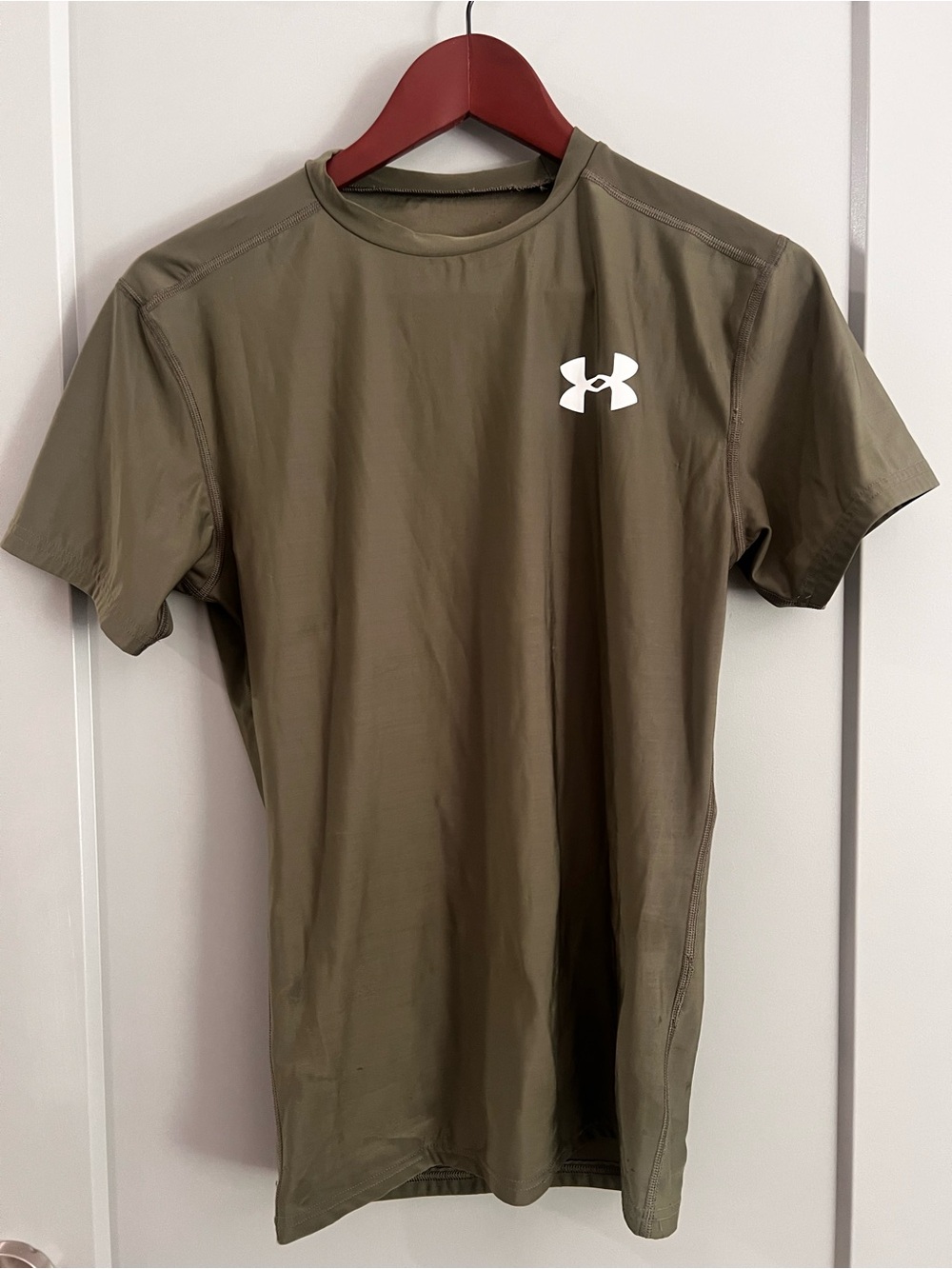 Under Armour Olive Performance Short Sleeve Tee with White Logo